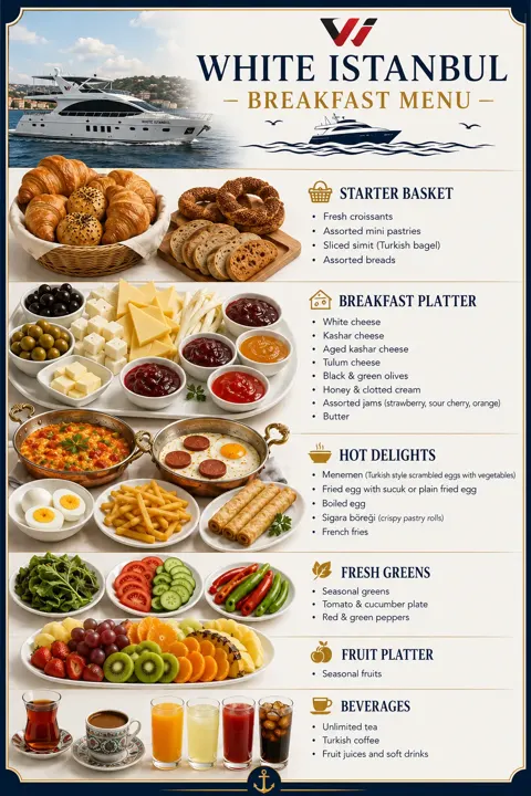 Yat menüsü: kahvaltı menüsü